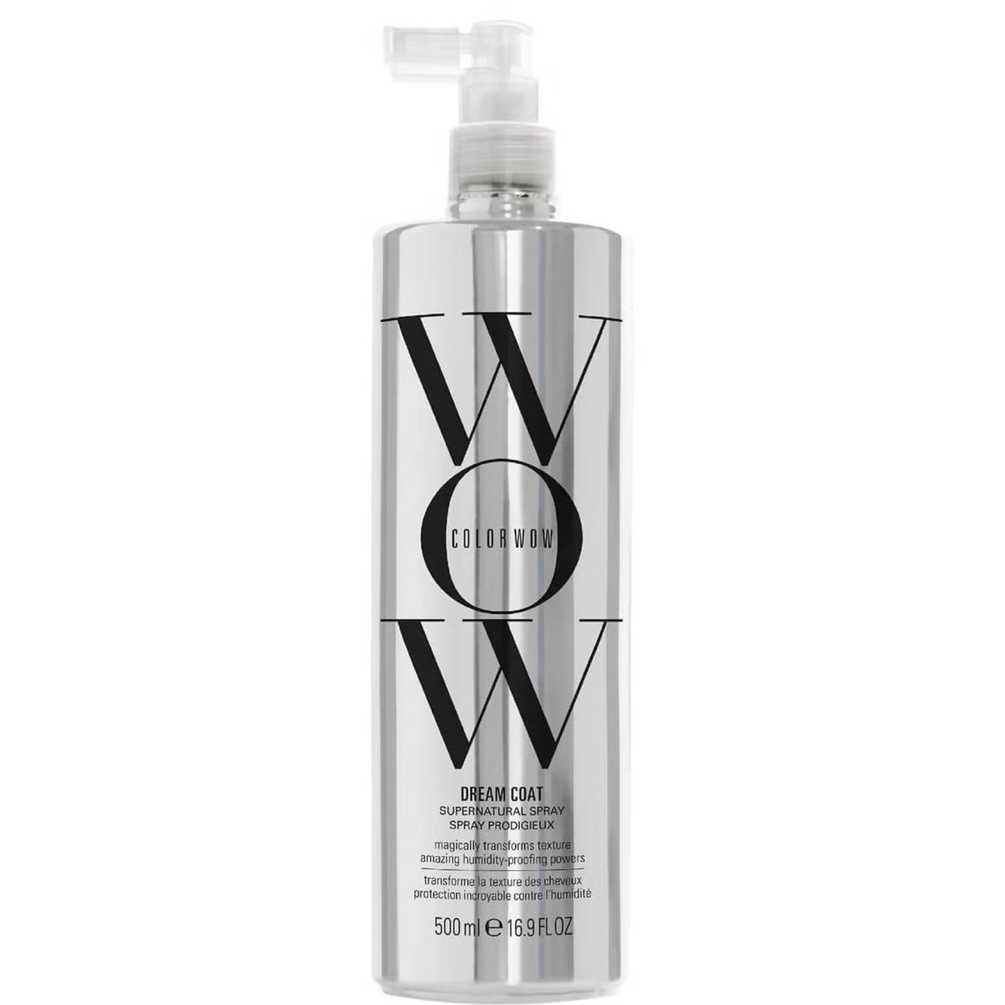 Color Wow Dream Coat anti-frizz treatment in a 500ml bottle, smooths hair and controls frizz for sleek, shiny hair.