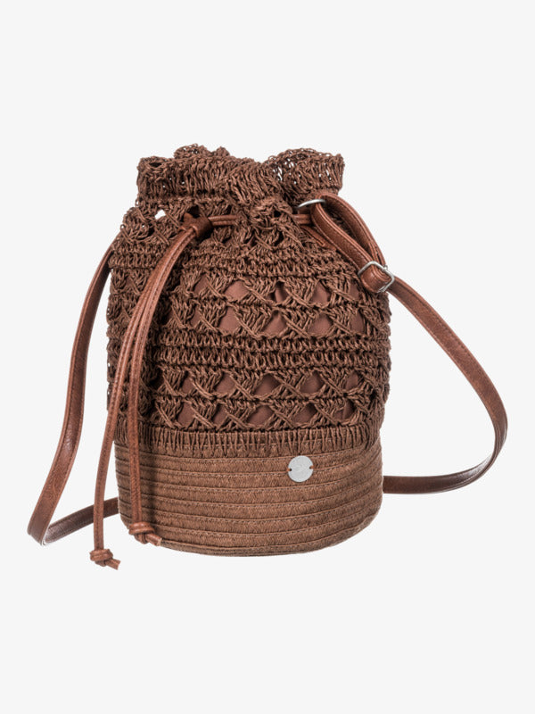 Women Brown Raffia Bucket Bag