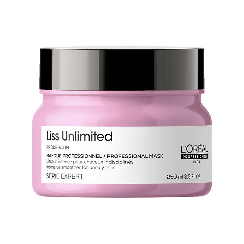 L'Oréal Professionnel Serie Expert Liss Unlimited Hair Mask 250ml, smooth and nourishing hair care treatment.