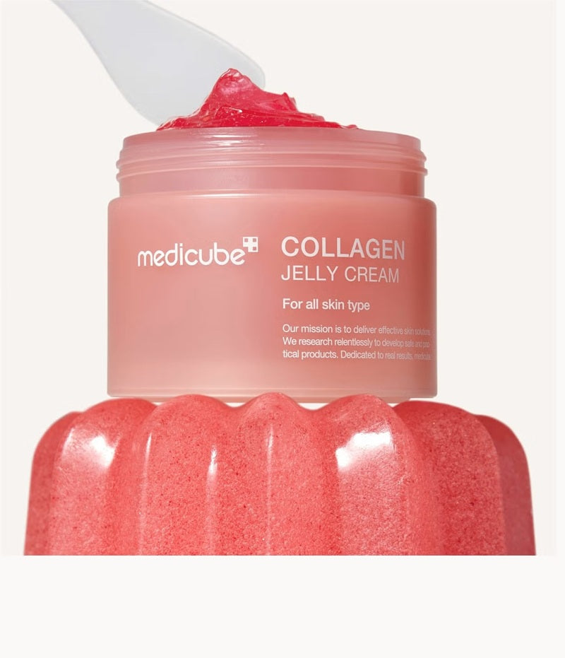 Medicube Collagen Jelly Cream in 50ml jar, a face moisturizer with nourishing collagen for smooth, hydrated skin.