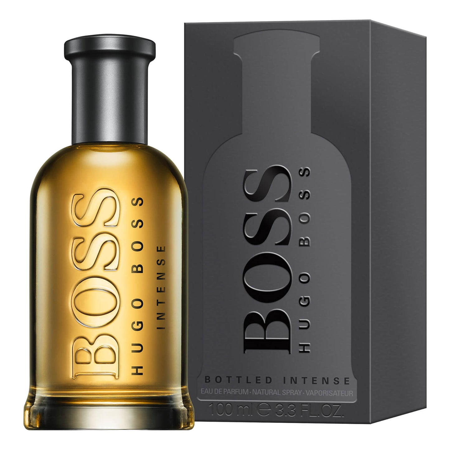 Hugo Boss BOSS Bottled Intense Eau de Parfum 100ml EDP spray, elegant fragrance bottle for men.