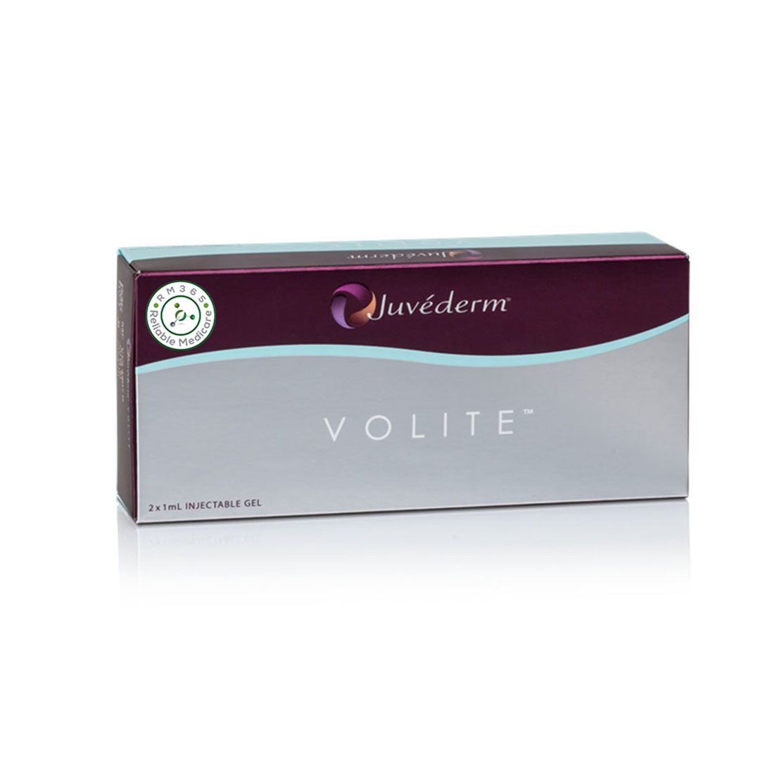 Juvederm Volite Lidocaine skin care treatment in a 1ml syringe, used for skin hydration and smoothness.