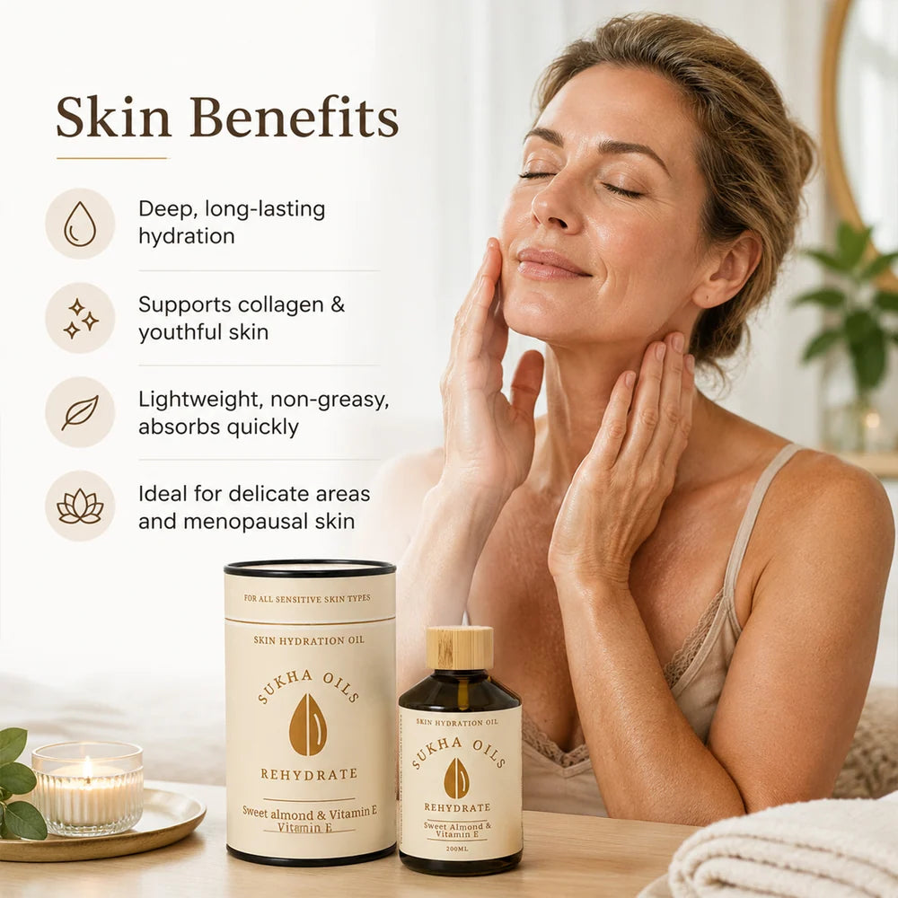 Sukha Oils Rehydrate Skin Massage Oil 200ml Almond & Vitamin E