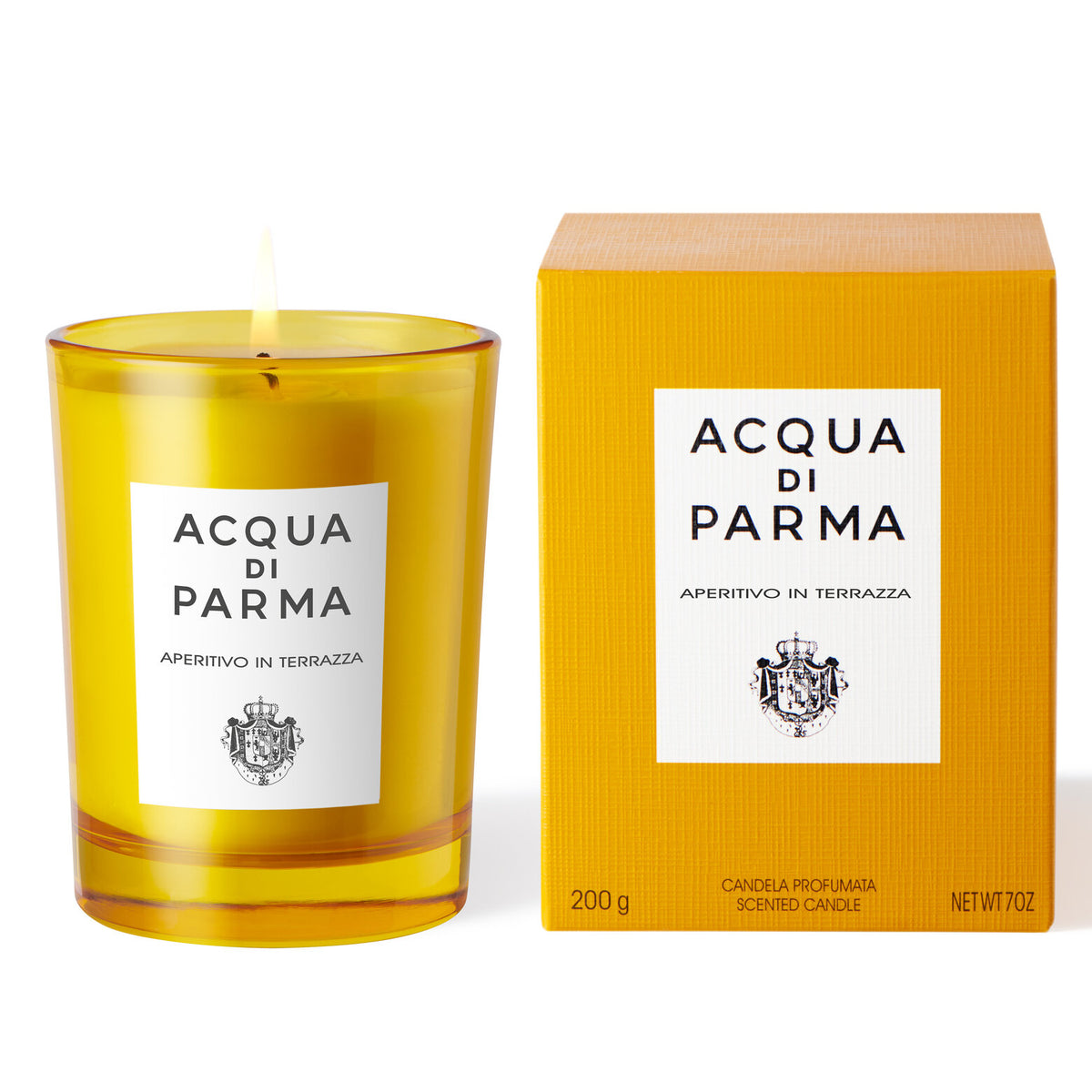 Acqua di Parma Aperitivo In Terrazza scented candle, 200g, with elegant glass holder and warm, inviting aroma.
