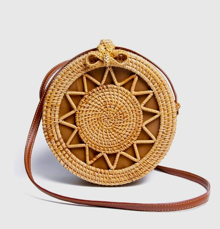 Women Round Raffia Cross body Bags