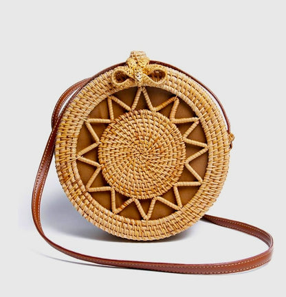 Women Round Raffia Cross body Bags