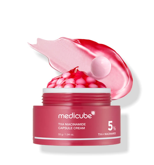 Medicube TXA Niacinamide Capsule Cream 55g, a face cream with capsules for brightening and skin hydration.