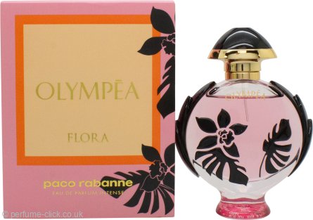Paco Rabanne Olympéa Flora Eau de Parfum Intense 50ml spray bottle, showcasing elegant packaging and floral fragrance design.