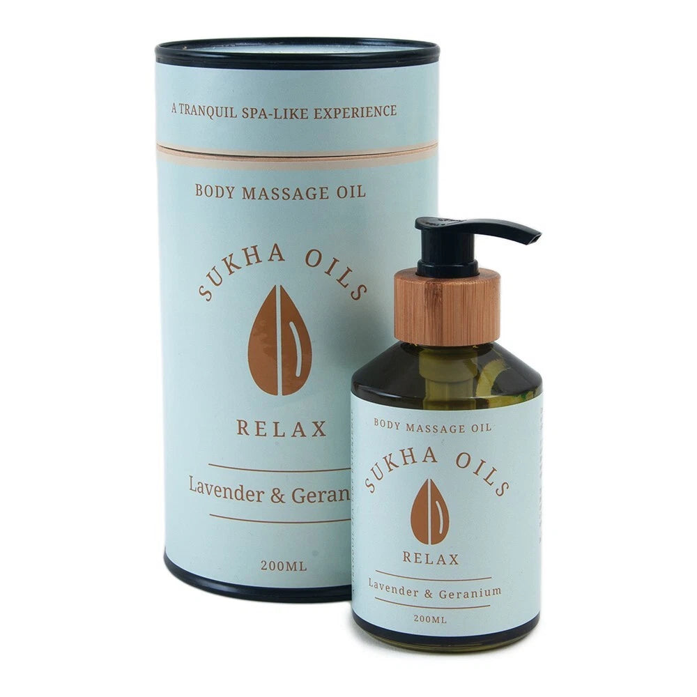 Sukha Relax body massage oil (200ml) Lavender & Geranium
