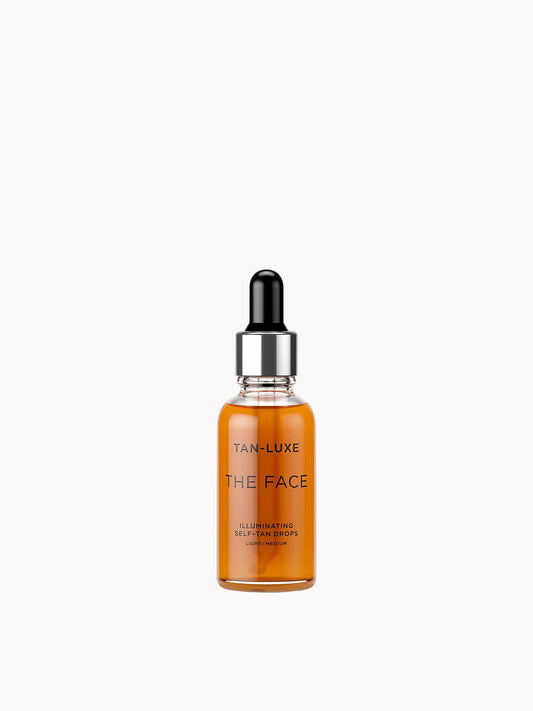 Tan-Luxe The Face Illuminating Self-Tan Drops 30ml in Light/Medium, a natural-looking self-tanner for a radiant glow on the face.