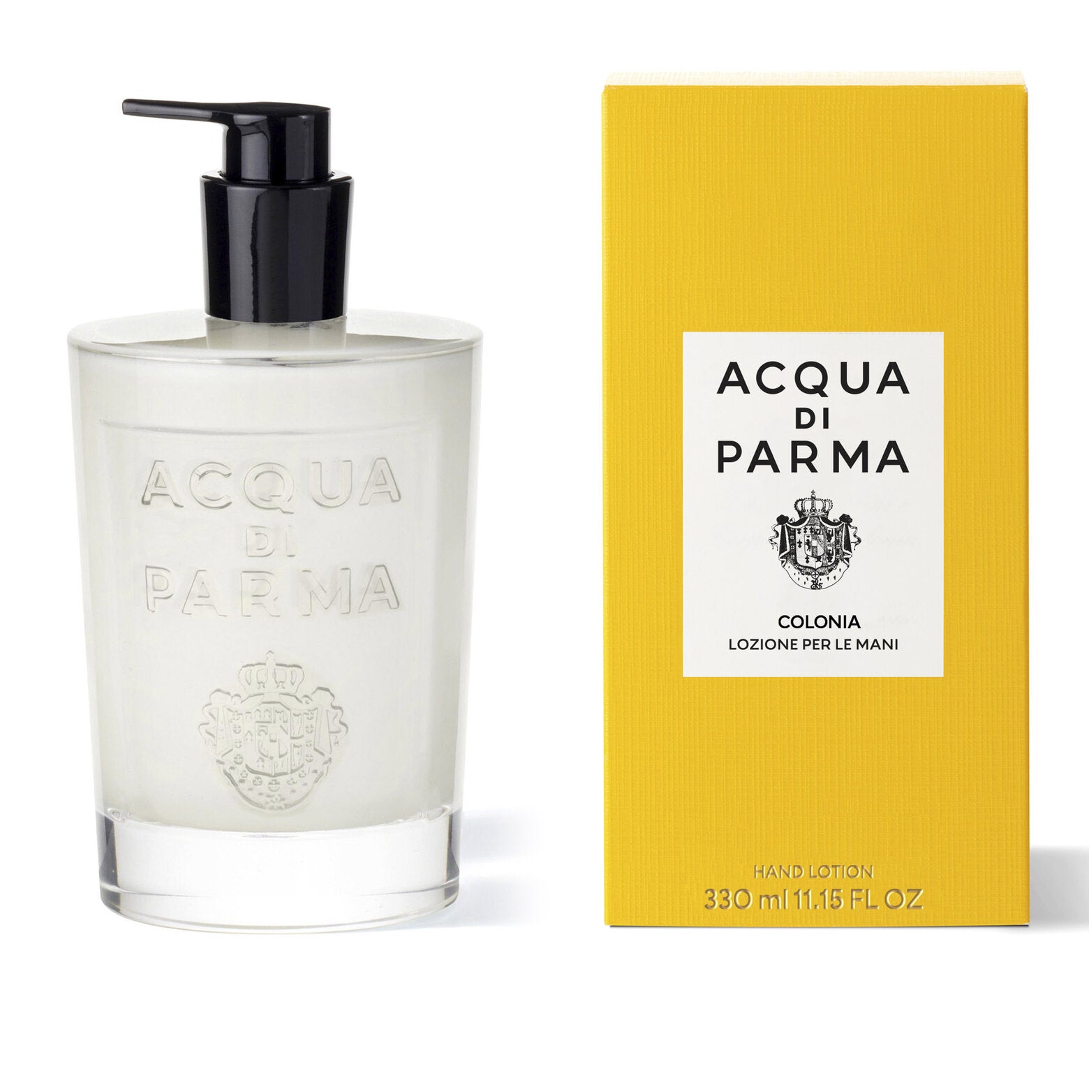 Acqua di Parma Colonia hand lotion in 330ml bottle, part of the Bath & Body collection, with elegant packaging.