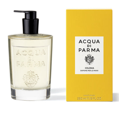 Acqua di Parma Colonia hand wash in 330ml bottle, luxurious bath and body product with elegant packaging and classic scent