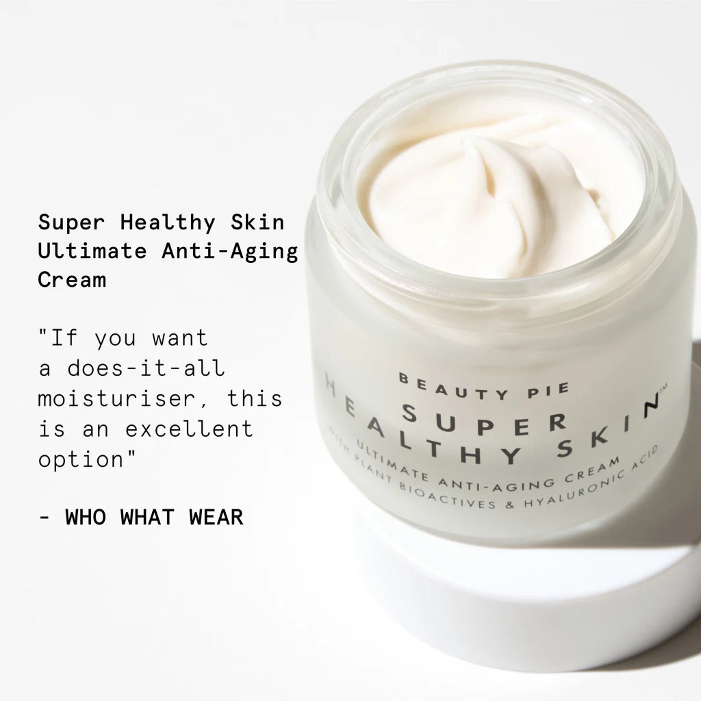 Beauty Pie Super Healthy Skin anti-aging lotion and moisturizer in 50ml container, promoting healthy, youthful skin.