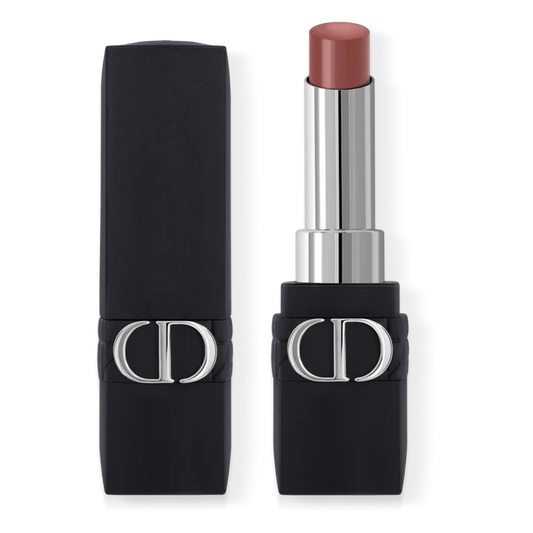 Dior Rouge Dior Forever Lipstick in shade 729 Forever Authentic, with sleek gold packaging and the lipstick partially twisted up.