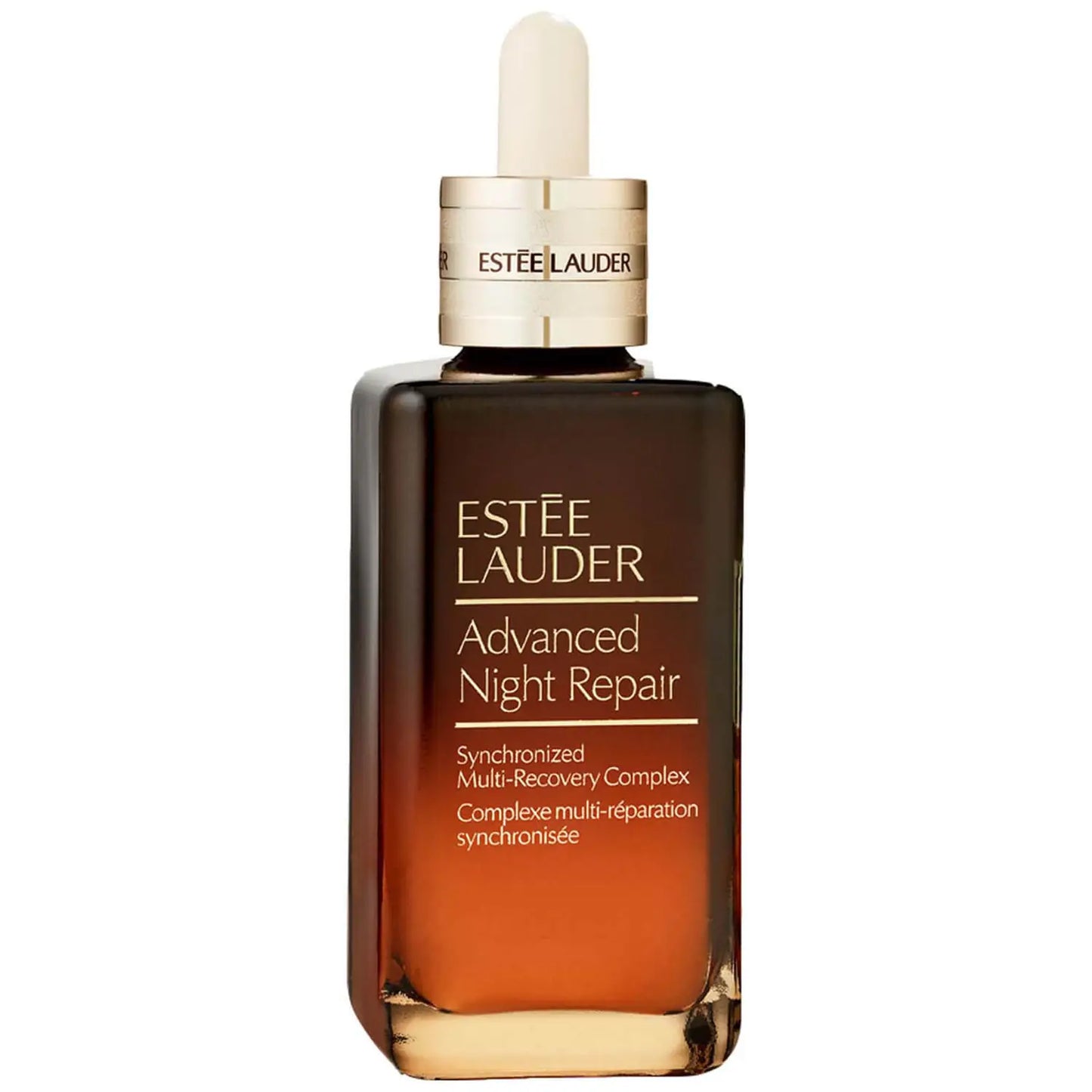 Bottle of Estee Lauder Advanced Night Repair Synchronized Recovery Complex II 75ml, a luxury skincare serum for nighttime repair.