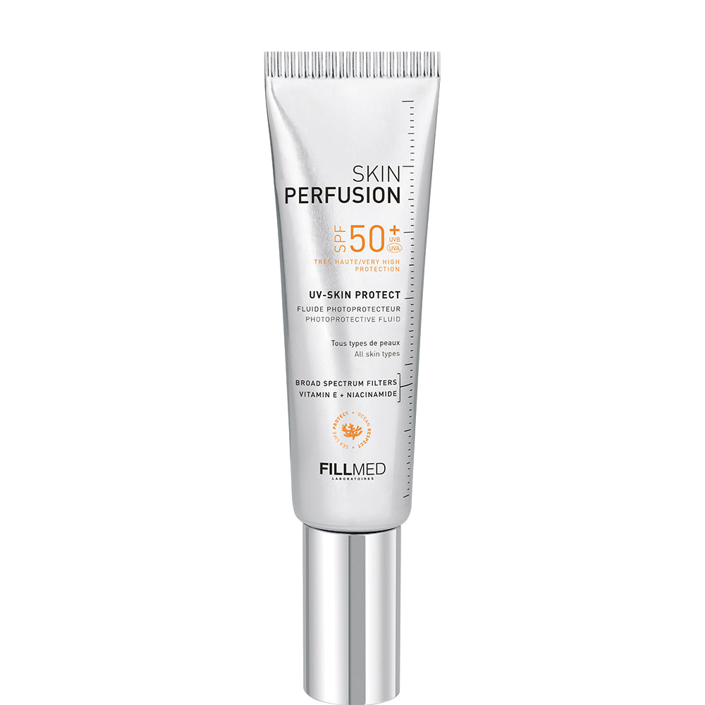 FILLMED Fillmed Skin Perfusion UV SPF50+ lotion and moisturizer in a 50ML bottle, designed for skin protection against UV rays