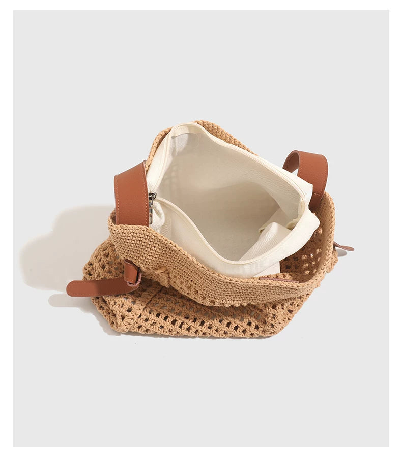 Grace Beauty crochet cotton thread shoulder bag for women, large urban tote handbag with stylish design and spacious interior.