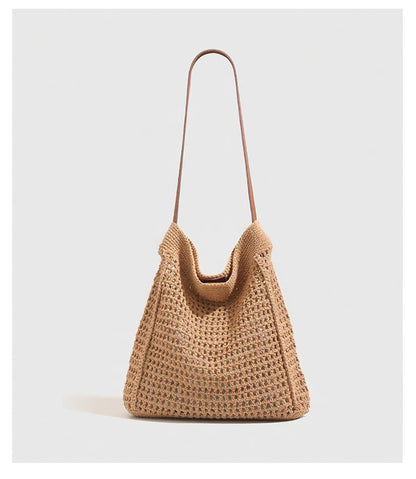 Grace Beauty crochet cotton thread shoulder bag for women, large urban tote handbag with stylish design and spacious interior.