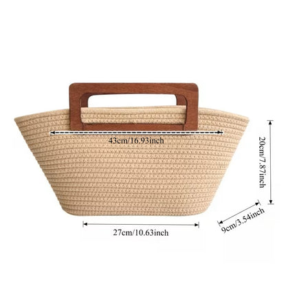 Women's Raffia Tote Bag by Grace Beauty, handwoven handbag with natural raffia material and sturdy handles.