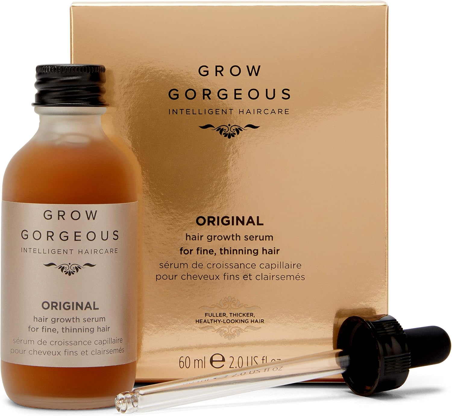 Grow Gorgeous Hair Growth Serum Original in a 60ml bottle, designed to promote healthy hair growth and strengthen hair strands.