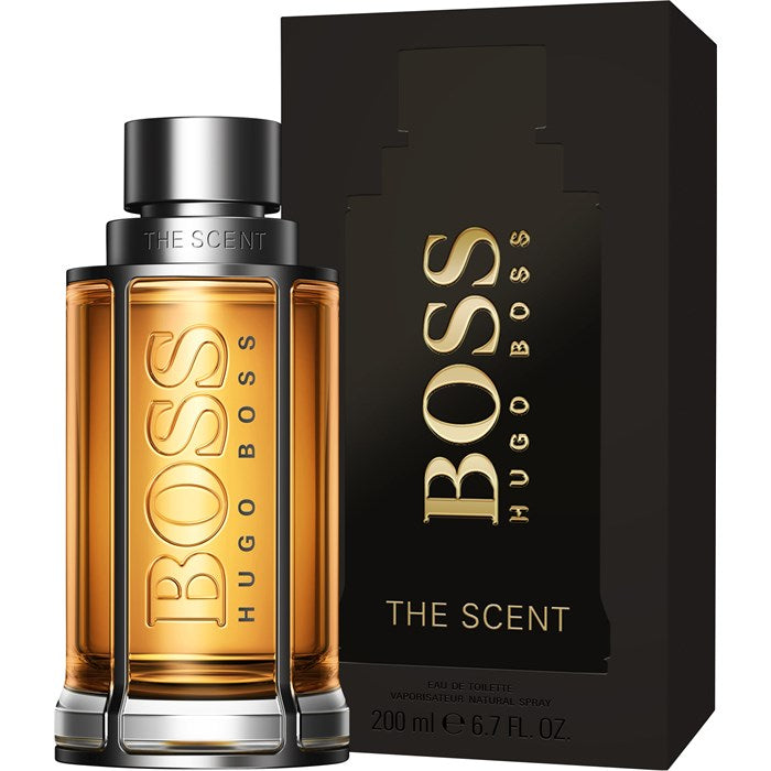 Hugo Boss BOSS The Scent For Him Eau de Toilette 50ml bottle with sleek black packaging and silver accents.