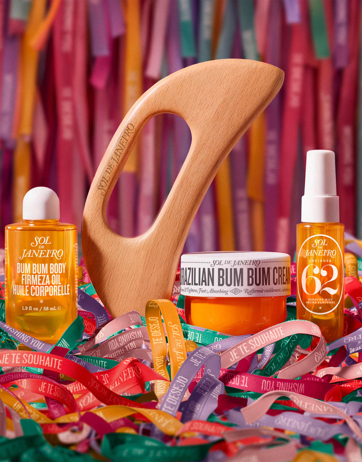 SOL DE JANEIRO Lifted Bum Bums & Spirits bath and body gift set, featuring body creams and fragrances, in a decorative box.