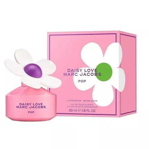 Marc Jacobs Daisy Love Pop 50ml EDT perfume bottle with a sleek design and floral accents, showcasing the Marc Jacobs fragrance.