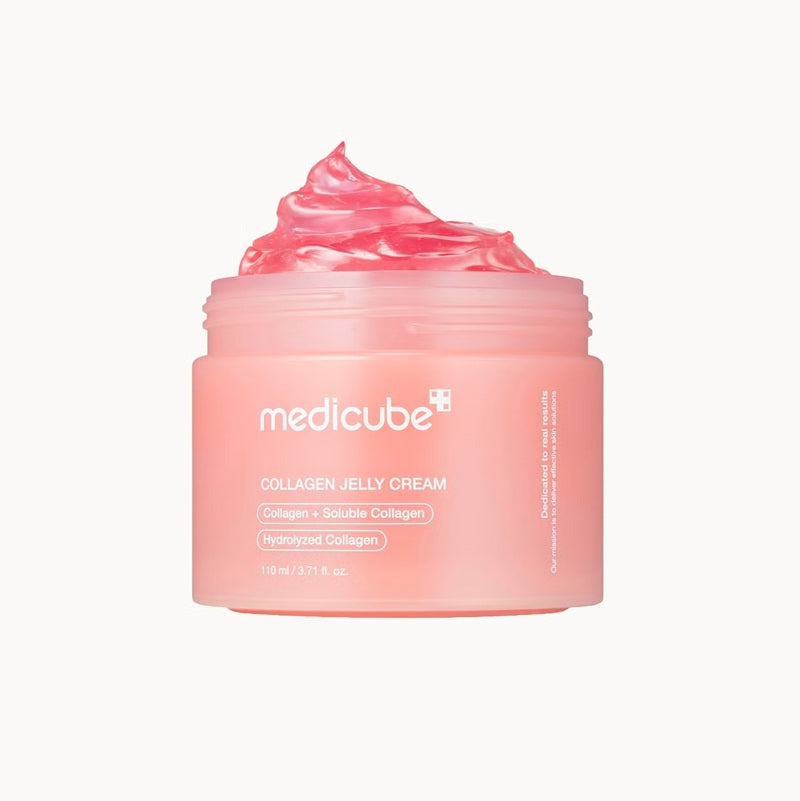 Medicube Collagen Jelly Cream for face, a hydrating moisturizer with a jelly texture in a 50ml jar.