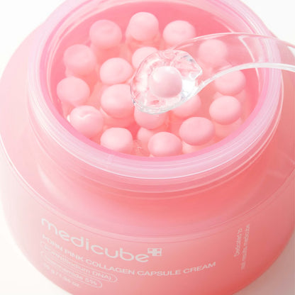 Medicube PDRN Pink Collagen Capsule Cream, 55g face moisturizer with collagen and PDRN for hydration and skin renewal.