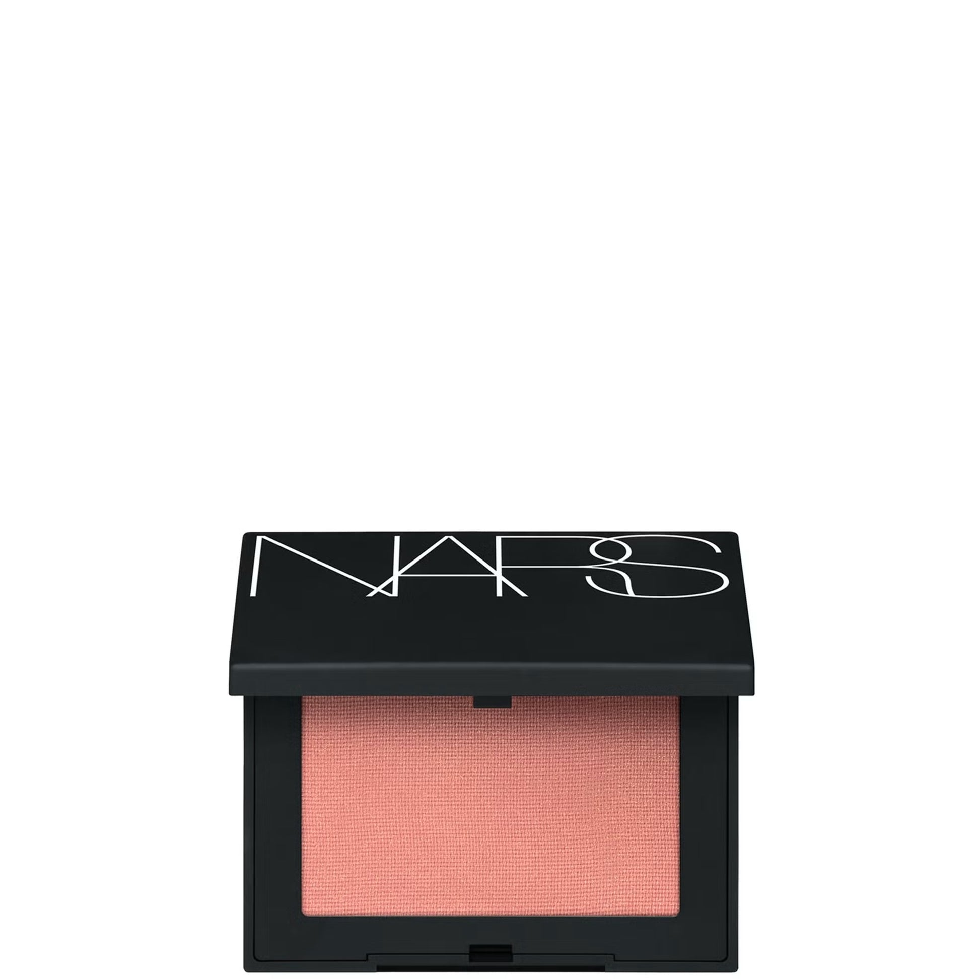 NARS Cosmetics Deep Throat blush in 4.8g with a soft peach-pink shade, displayed in a sleek compact.