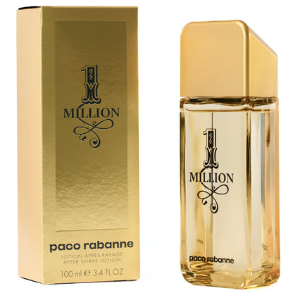 Paco Rabanne 1 Million Aftershave Splash in 100ml bottle, featuring a sleek gold design and masculine fragrance.