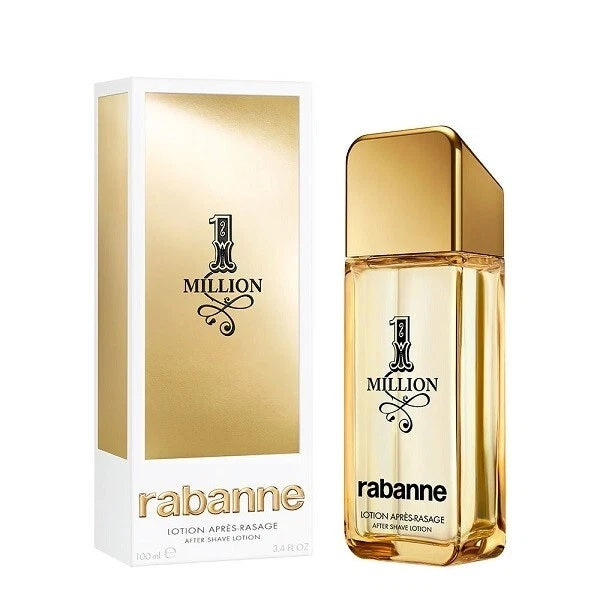Paco Rabanne 1 Million Aftershave Splash in 100ml bottle, featuring sleek packaging and gold accents.