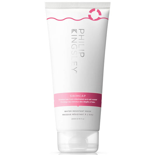 Philip Kingsley water-resistant swim cap mask in 200ml jar, designed to protect hair from water and damage during swimming.