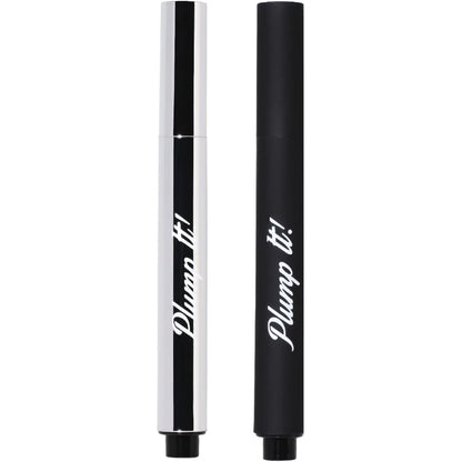 Plump It! No Needles Lip Filler Kit with two 3 ml transparent skin care bottles for instant lip enhancement.