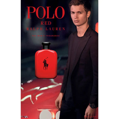 Ralph Lauren Polo Red Eau de Toilette 125ml bottle, men's perfume and cologne with red packaging and sleek design.