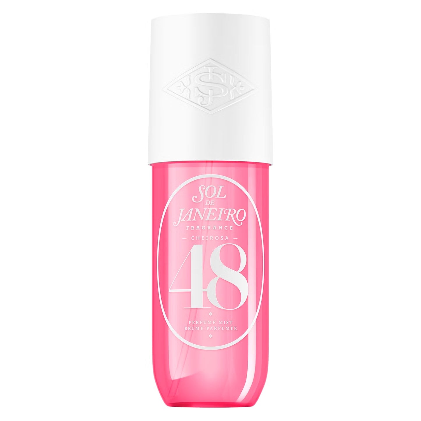 Sol de Janeiro Cheirosa 48 Perfume Mist in a 240ml spray bottle, featuring a sleek design and floral fragrance.