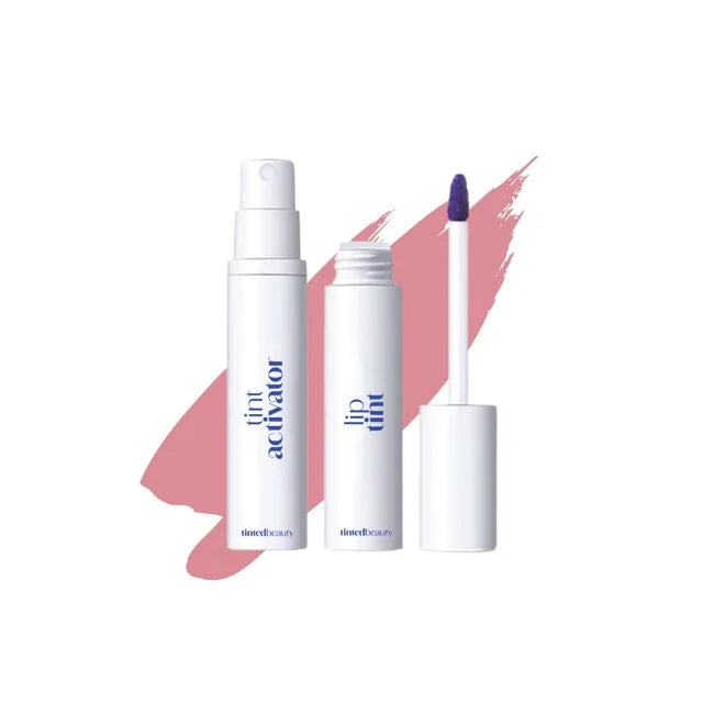 Tinted Beauty Peel & Reveal long-lasting lip tint applied on lips, showcasing a smooth, natural-looking perfect pout with subtle shine.