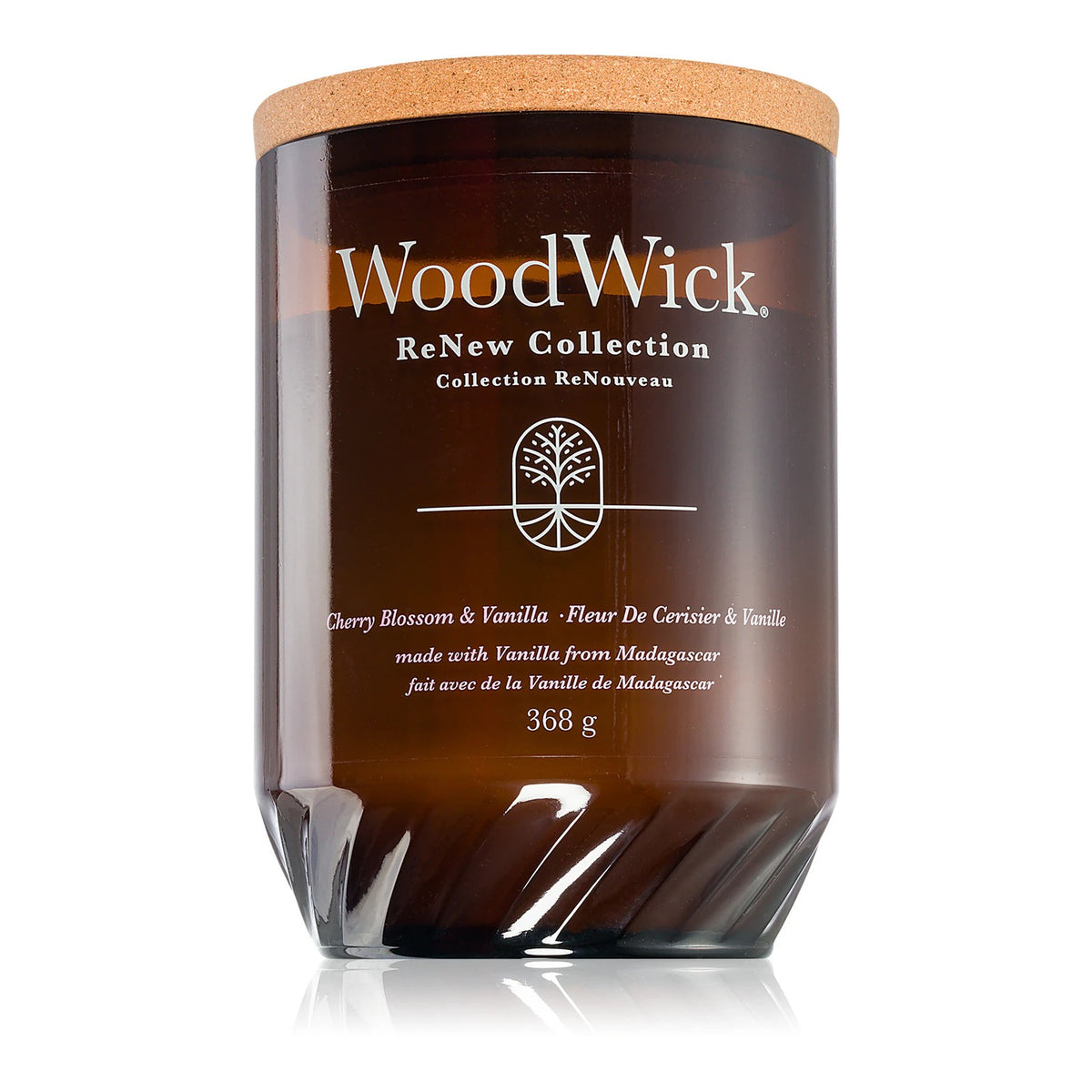 Woodwick Renew Cherry Blossom & Vanilla Scented Candle with Wooden Wick 386g