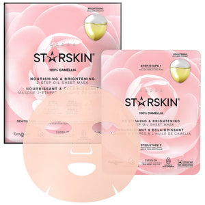 starskin 100% camellia 2-step oil sheet mask - nourishing and brightening