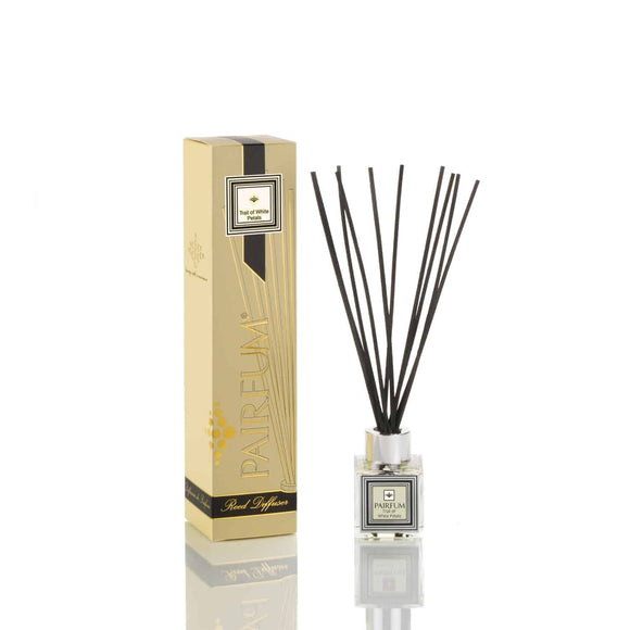 pairfum london luxury reed diffuser ‘eau de parfum’ trail of white petals 50ml +10 reeds
