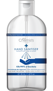 skinchemists london hand sanitiser high strength, made in uk 50ml