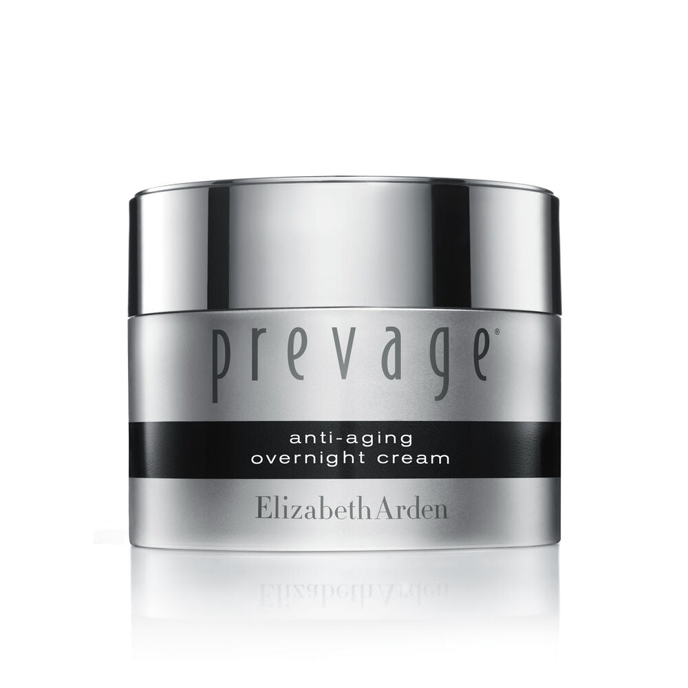 Elizabeth Arden Prevage Anti-Aging Overnight Cream in a 50ml jar, moisturizing and nourishing skincare product.