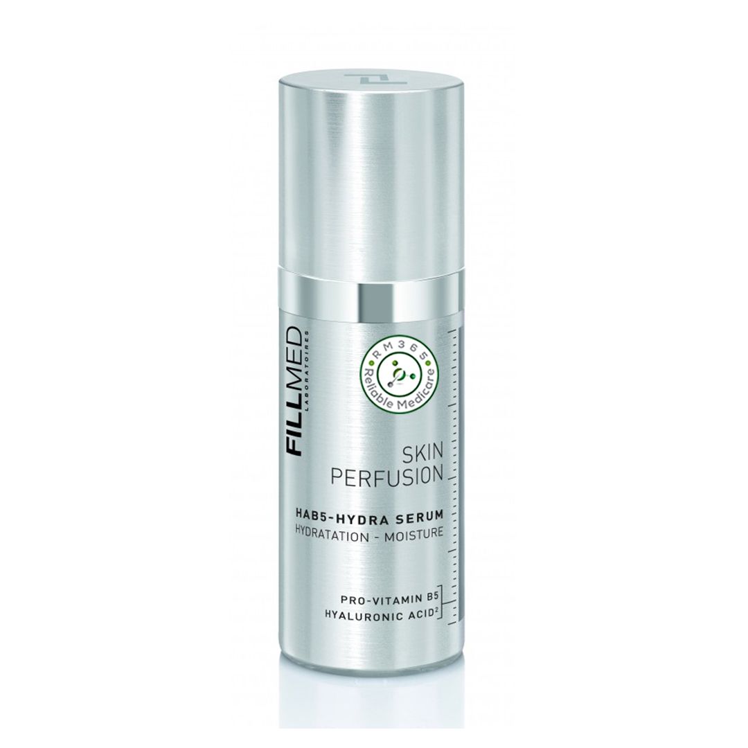 FILLMED HAB5-Hydra Serum 30ML, skin care serum with hydrating ingredients, in a clear glass bottle with pump dispenser.