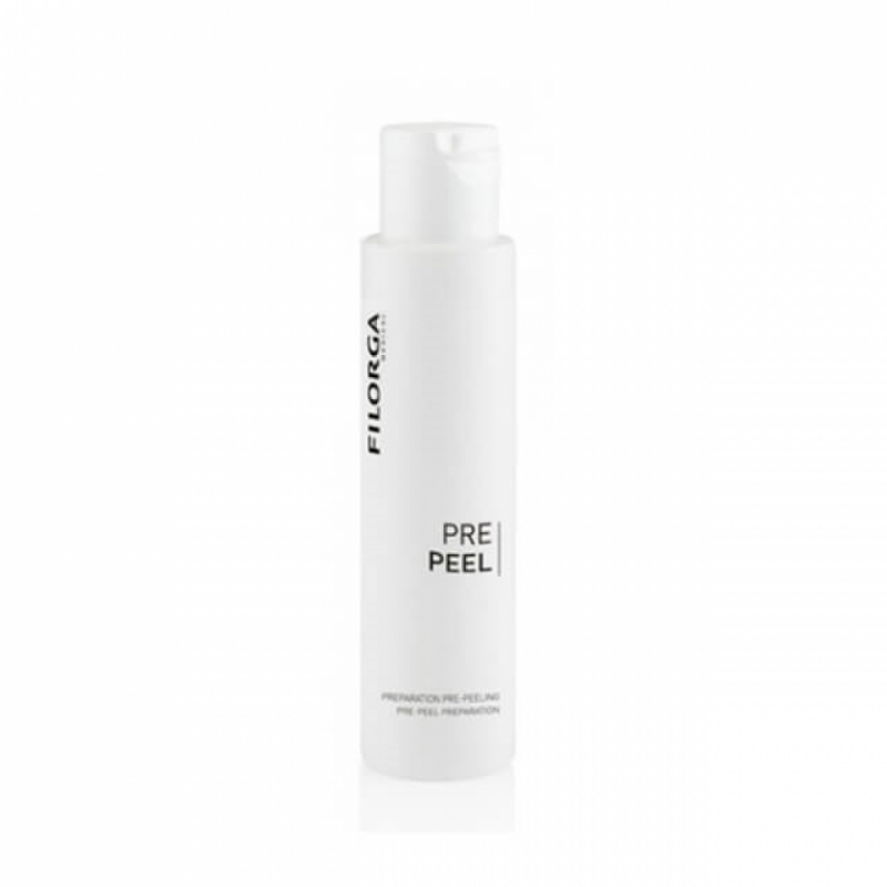 Fillmed Pre Peel skin care product in a 100ml bottle, designed for professional skin preparation and exfoliation.