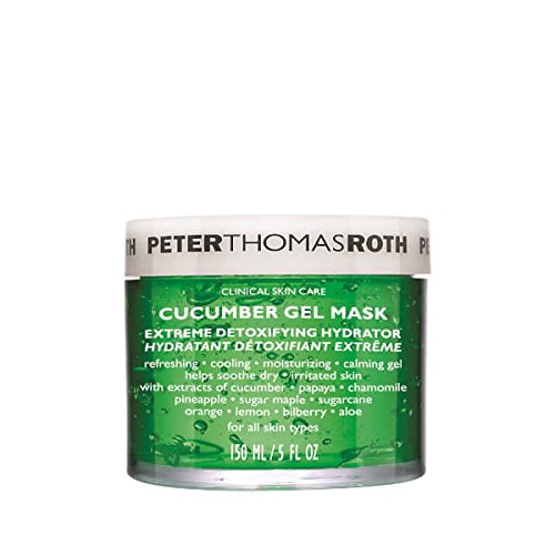 Peter Thomas Roth Cucumber Gel Mask in 150ml jar, soothing and hydrating skincare product with a green gel appearance.