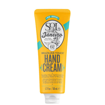 Sol de Janeiro Brazilian Touch Hand Cream in 50ml tube, featuring rich skin care formula with tropical scent and nourishing ingredients.